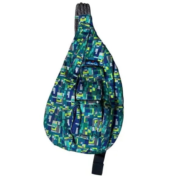 KAVU Rope Sling Bag Jungle Tropical Print Crossbody Backpack Green Travel Bag