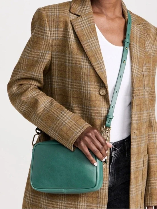 Madewell Leather Carabiner Medium Crossbody Bag Green Spruce Zipper
