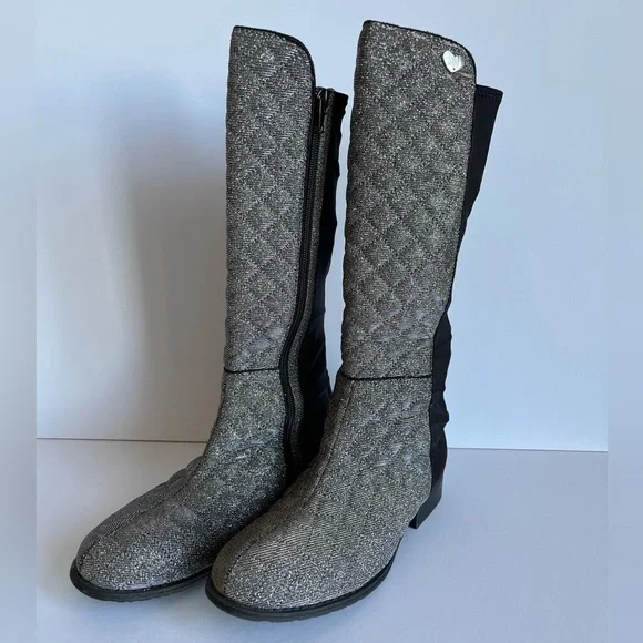 Stuart Weitzman Girls 50/50 Riding Boots Glitter Shimmer Size 5
