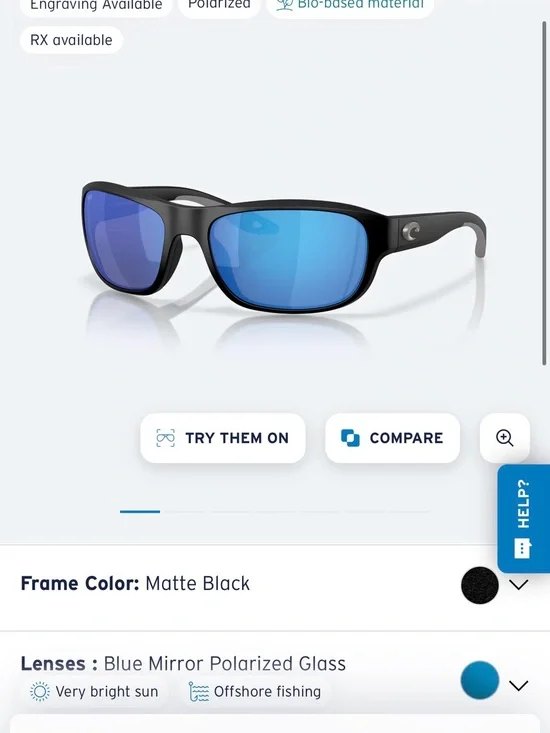Costa Clipperton Matte Black Sunglasses with Blue Mirror Polarized Lenses