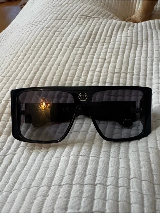 Philipp Plein Black Gradient Oversized Shield Sunglasses