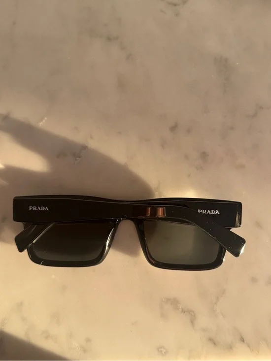 Prada Black Rectangular Frameless-Look Sunglasses