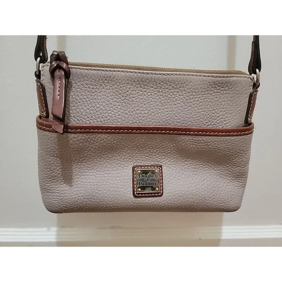Dooney & Burke Pebble Grain Leather Crossbody Letter Carrier Oyster