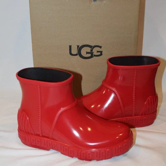 NIB UGG‎ GIRL'S SZ 3 DRIZLITA SHORT RUBBER RAIN BOOTS RED