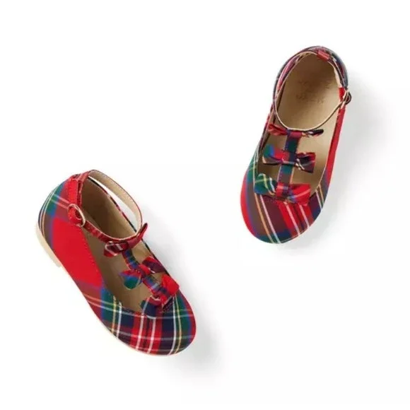 Janie‎ and Jack Tartan Bow Ballet Flat Size 7