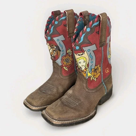 Ariat Quincy Mustang Sally Girls Cowboy Boots Youth 11 Brown Leather Western‎