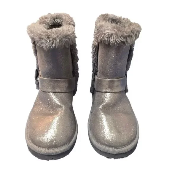 Glittery Silver Fur Lined Boots