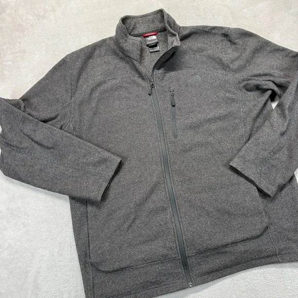 The North Face Jacket Men's XL Fleece Gray Full Zip Textured Outdoor Hiking Fall
