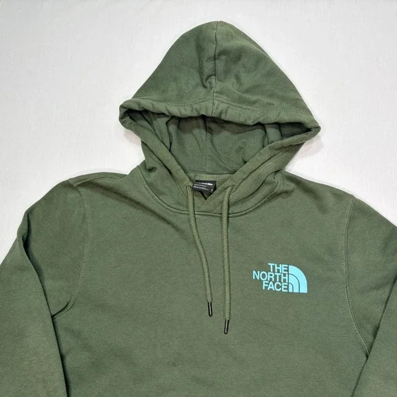 The North Face Mens‎ Pullover Hoodie Elk Graphic Green Blue Small
