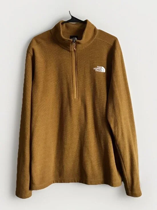 The North Face Sweater Brown Pullover 1/4‎ Zip Shirt Fleece Thin Mens Large