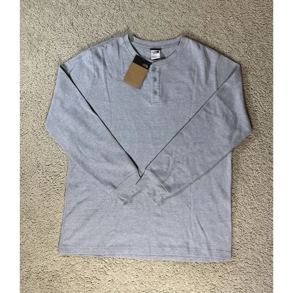 The North Face Terrain Waffle Knit Henley In Meld Gray Heather Men Size XL