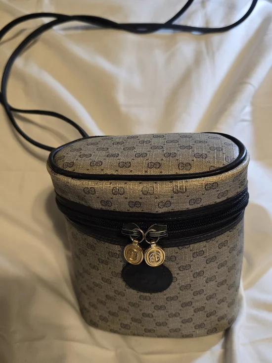 Vintage Gucci Monogram GG Supreme Canteen Binocular Vanity Crossbody Bag - Blue