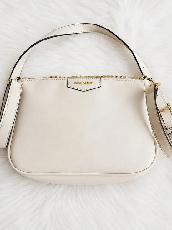 Nine West Crossbody Cream Faux Leather Shoulder Handbag