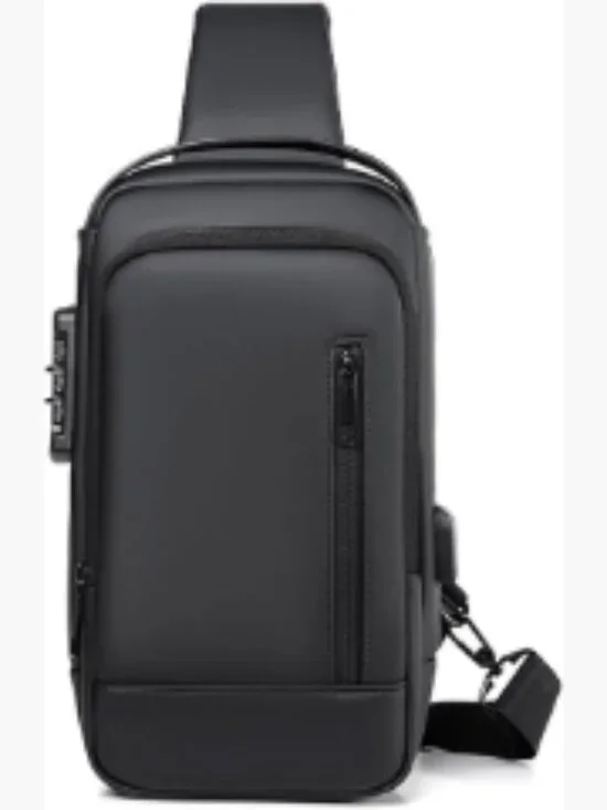Sleek Black Crossbody Locking Sling Bag