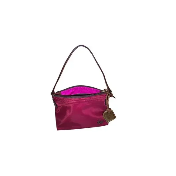 Dooney & Bourke Pink Nylon Shoulder Bag Duck Logo Brown Leather Trim Y2K‎