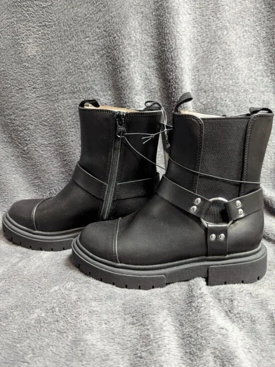 NWT Art Class Kids' Crosby Harness Moto Boots Black Size 13
