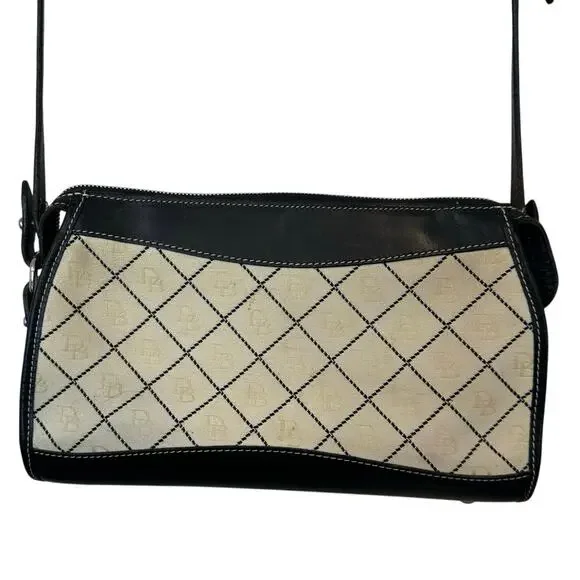 Dooney &‎ Bourke Ivory Classic Canvas Signature Print Logo Crossbody Purse