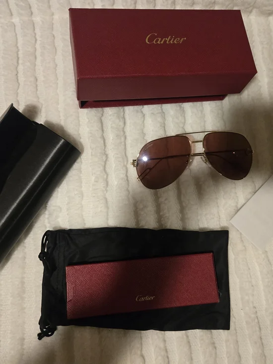 Cartier Aviator Sunglasses in Gold with Brown Lenses