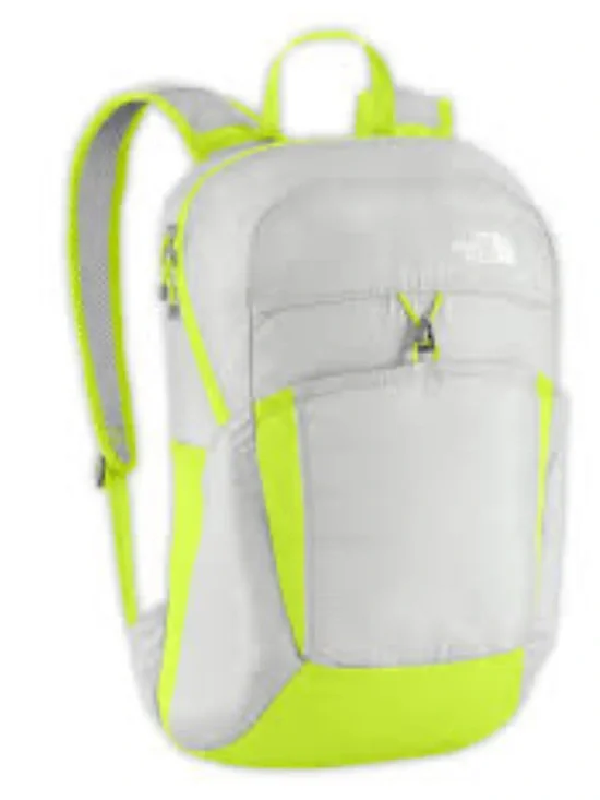 The North Face Men’s Gray Backpack with Neon Yellow Accents