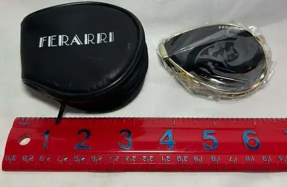 VTG Ferrari Travel Foldable Aviator Sunglasses gold tone with black case