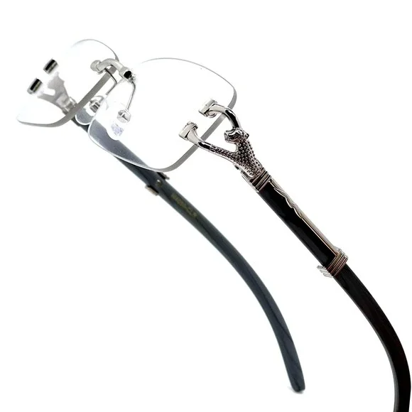 Vintage Men's Hip Hop Oval Clear Lens Retro Rimless Silver Frame Fashion Glasses