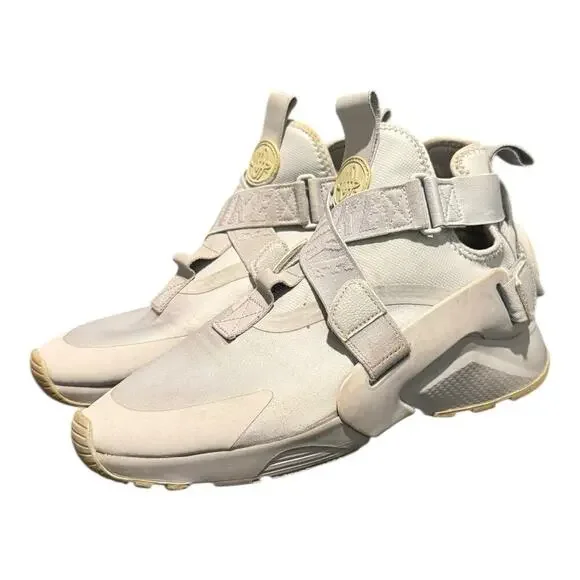 Nike Air Huarache City Shoes Kids Size 7 Y Gray White Sneakers AH6787-001
