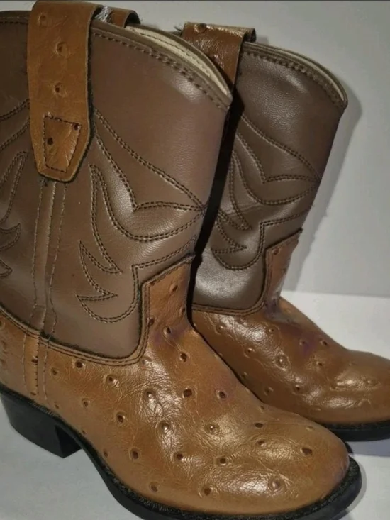 Old West Two-Tone Brown Kids Western Boots
