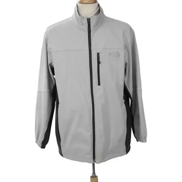 The North Face Mens Windbreaker Jacket Gray Zip High Neck Outdoor Size XL