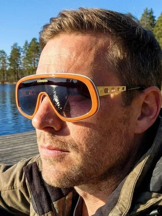 Carrera Men Sunglasses Orange Grey Shield FLAGLAB 17 0C3E 9O NEW AUTHENTIC