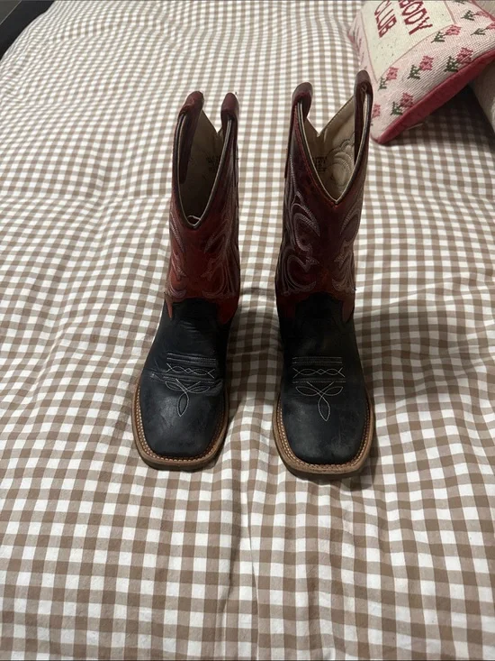 Old West Black and Brown Kids Cowboy Boots