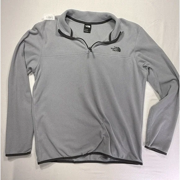 The North Face Men's Gray Fleece 1/4 Zip Logo Mock Neck Pullover Sweatshirt M