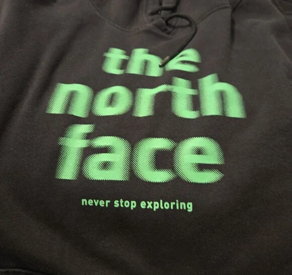 The North Face Black Hoodie with Mint Green Logo