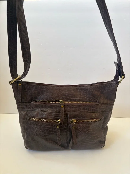 Great American Leather works Bag Purse Brown Snake Crossbody Career‎ Academia
