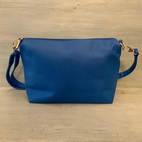 Electric Blue Faux Leather Crossbody Shoulder Bag‎ Purse Like New