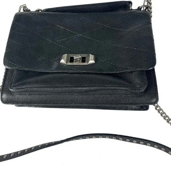 Rebecca Minkoff Crossbody Bag Womens Black Excellent Je T'aime Quilted Leather