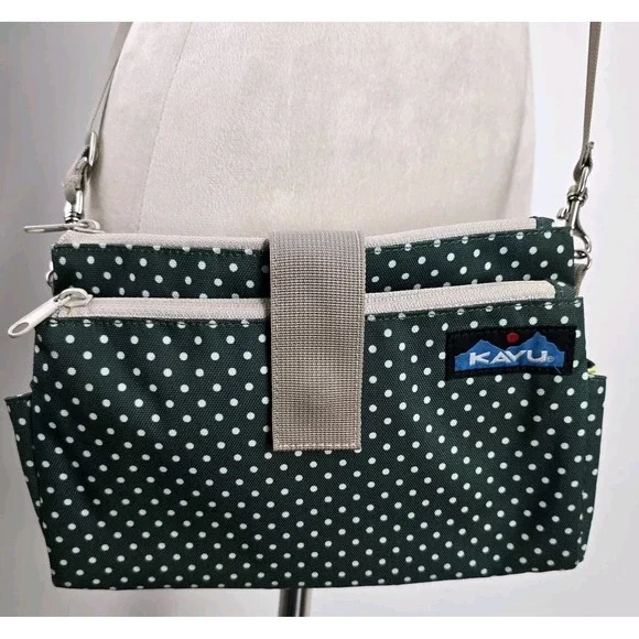 KAVU‎ Purse Bag Hip Crossbody Polka Dot Green