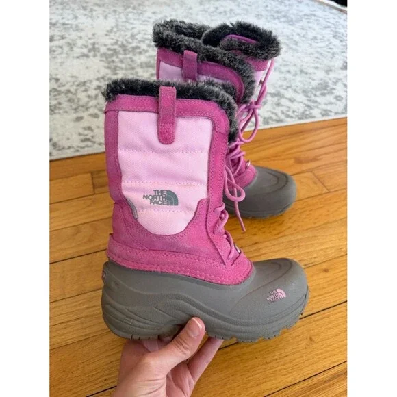 The North Face Pink and Gray Kids Snow Boots size 1