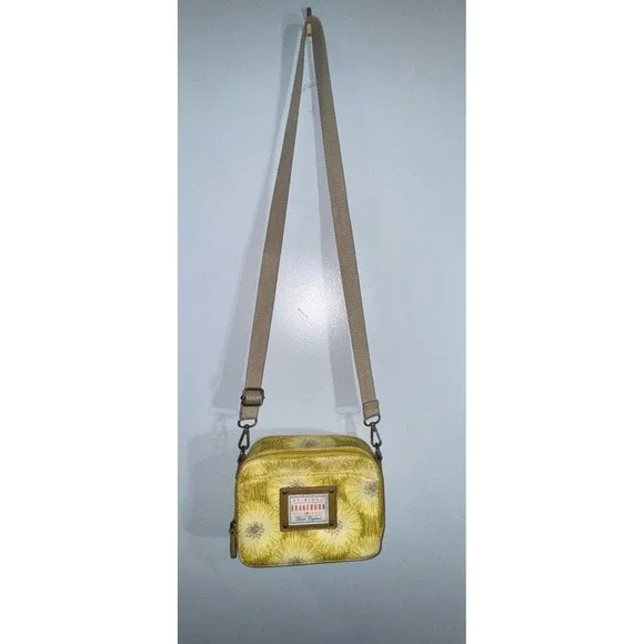 The Original Brakeburn England yellow brown starburst canvas structure crossbody