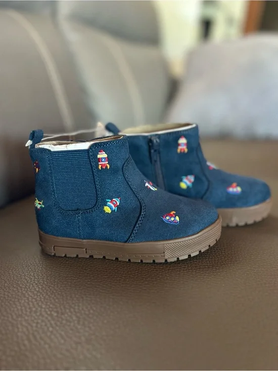 Baby GAP Navy Rocket suede and Embroidered Boots