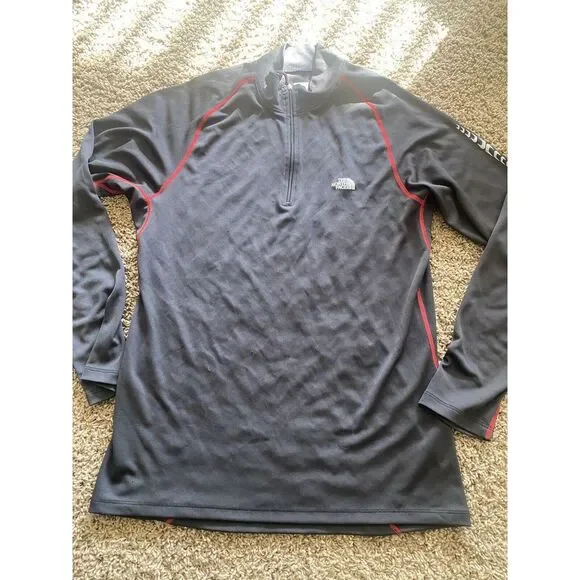 NORTH FACE Vapor Wick Shirt Men's XL Black Red‎ 1/4 Zip Long Sleeve