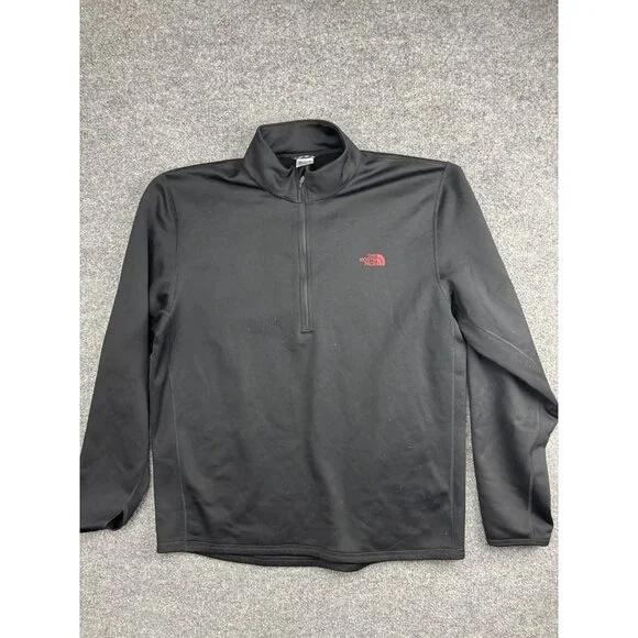 The North Face Sweatshirt‎ Mens XL Black 1/4 Zip Fleece Pullover Thermal Logo