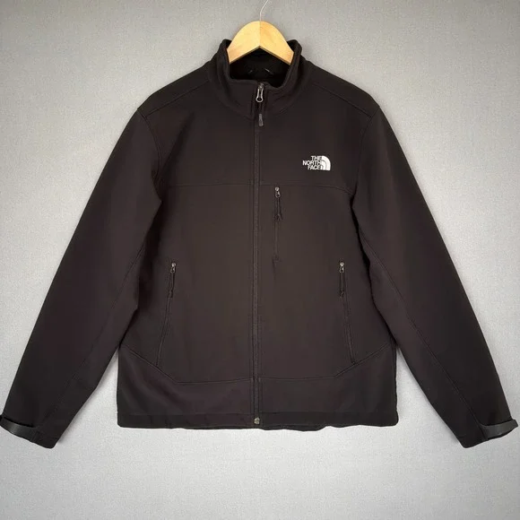 The North Face Windwall Jacket Mens M Black Softshell Full Zip Fleece Lined