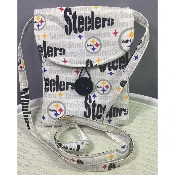 Handmade Pittsburgh Steelers Cell Phone Bag Stadium Size Crossbody Purse 7x5.x1