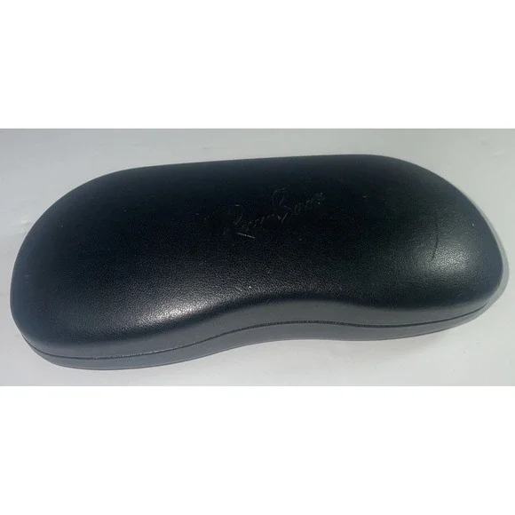 Ray-Ban Black Hard Clamshell Sunglasses Case Pebbled Faux Leather Gray Lining