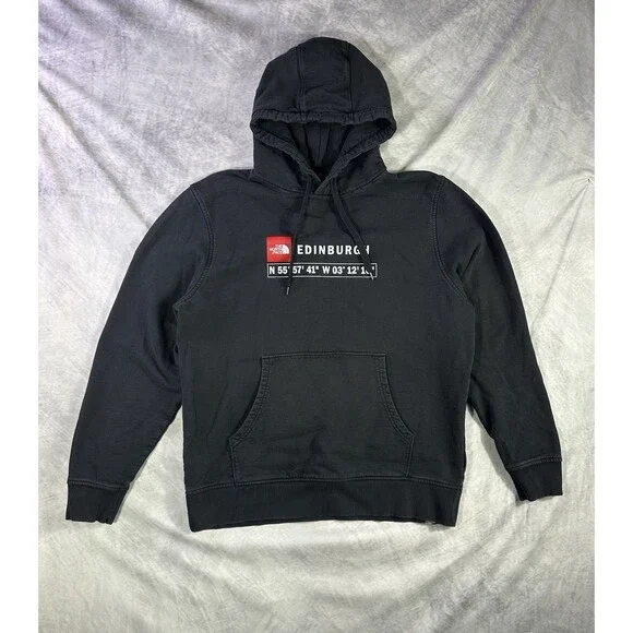 The North Face Hoodie Mens XL Black Edinburgh Coordinates Pullover Fleece