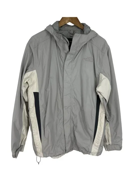The North Face Mens Gray & White Lightweight Hooded Jacket Size L