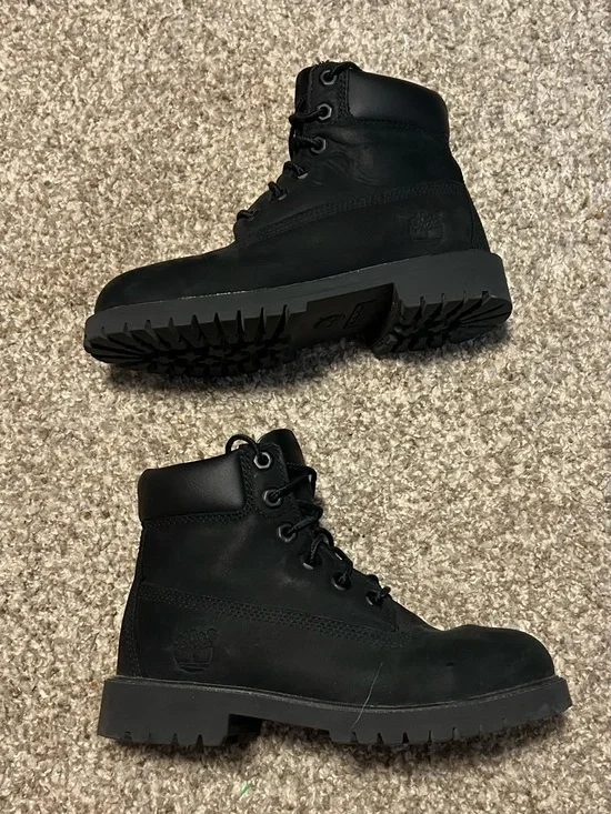 Timberland Kid’s Black Premium Lace-Up Work Boots