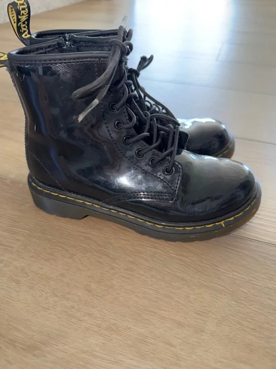 Dr Martens Patent Zip Leather Boots Black - KIDS 2 combat moto tendy Streetwear
