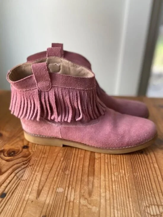 Elephantito Pink Suede Fringe Boots Girls 6