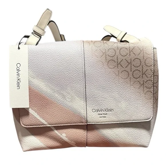 NWT Calvin Klein Myra Signature Crossbody Color Block Luxury Large‎ Bag $168